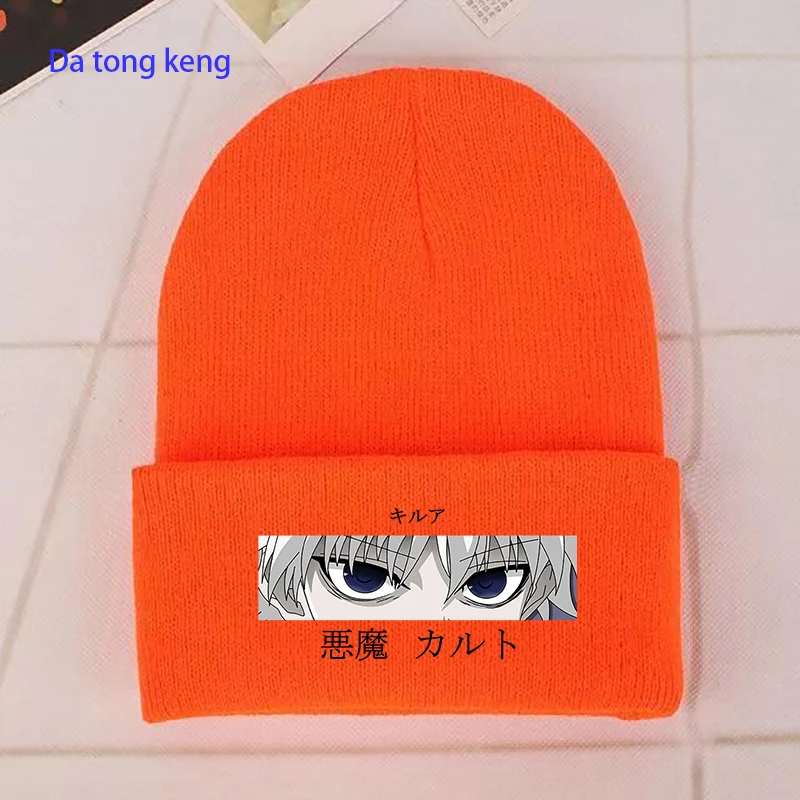 Hunter X Hunter – chapeau d'hiver brodé en coton tricoté, Skullies, chapeau de Sport de plein air, Anime japonais