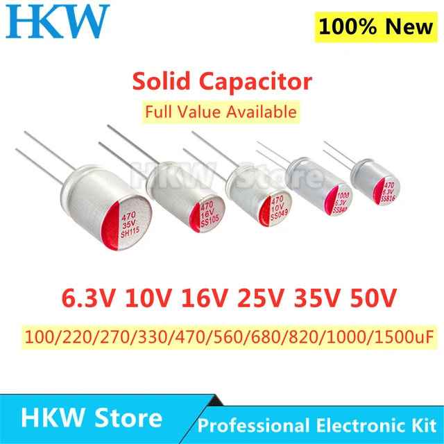 10 sztuk nowy DIP stałe kondensator elektrolityczny Super niski ESR 6.3V 16V 25V 35V 50V 100UF 270UF 470UF 220 330 560 680 UF 820UF 1000UF