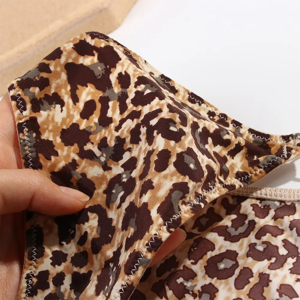 Thin Belt Leopard Panties Seamless Triangle Briefs Sexy Ultra-Thin Milk Silk Women Underwear Hollow Out Lingerie Thong