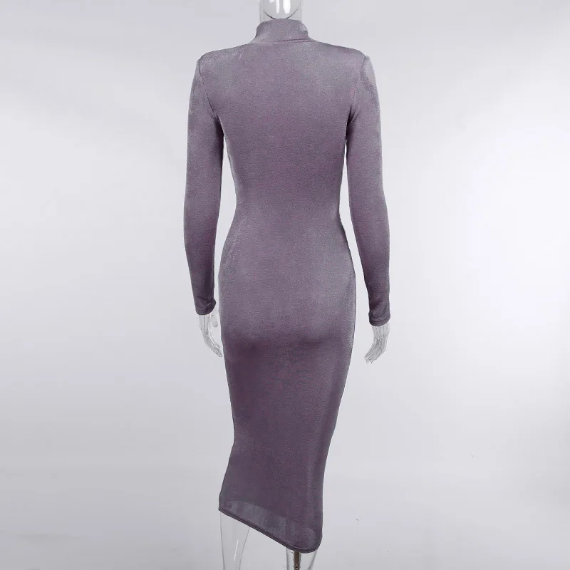 2024 Winter Fluwelen Maxi Jurk Vrouwen Schouderstuk Coltrui Vouw Slanke Lange Mouw Bodycon Feestavond Herfst Jurken Vrouw