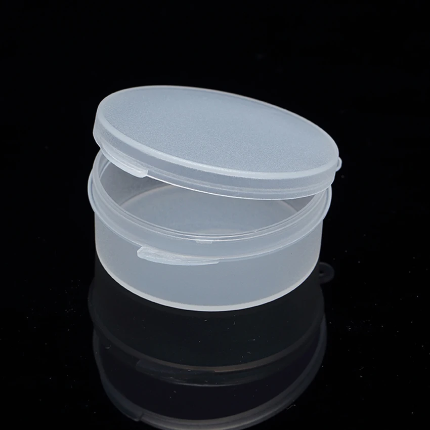 Scatola di plastica rotonda scatola di contenitori di stoccaggio trasparente di piccole dimensioni con coperchio per organizzare perline e piccole parti 5,2x2,3 cm