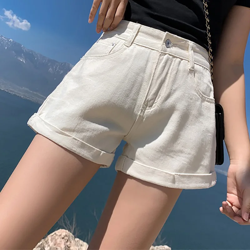 Women Summer 2023 Shorts High Waist Casual Jeans Denim Fashion Slim Black White Cotton Short Pants Jean Ladies Clothes Ropa Muje