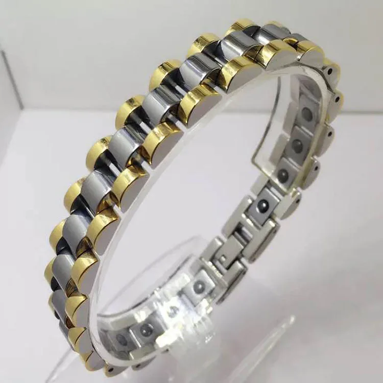 Gold Silver Color Tungsten Carbide Bracelets Cool Steel Energy Balance Health Care Biker Bracelets for Men Women Lover Jewelry