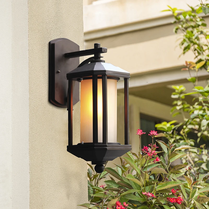 American Industrial Retro Wall Lamp Die-Cast Aluminum Glass Lampshade Outdoor Restaurant Nordic Bar Aisle Wall Light