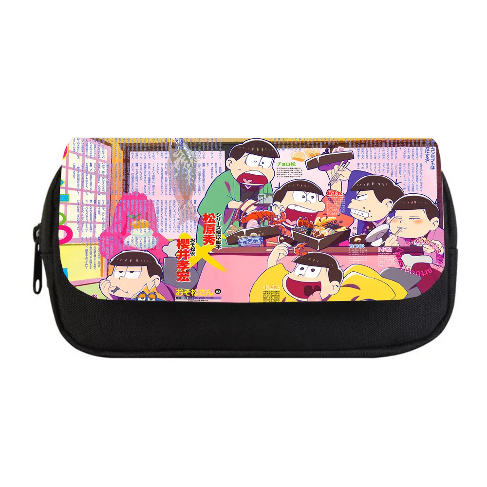 anime Osomatsu San teenagers Pencil Case kids Canvas Zipper Detachable Pencil Bag student Pencil Box Women Cosmetic Cases Bag