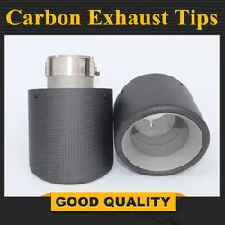 2 X Car Exhaust Tail Pipe Carbon Muffler Tip Tail End Universal For V W K ia O pel A udi M ercedes B MW E90 E60 F30 X1 X3 X5