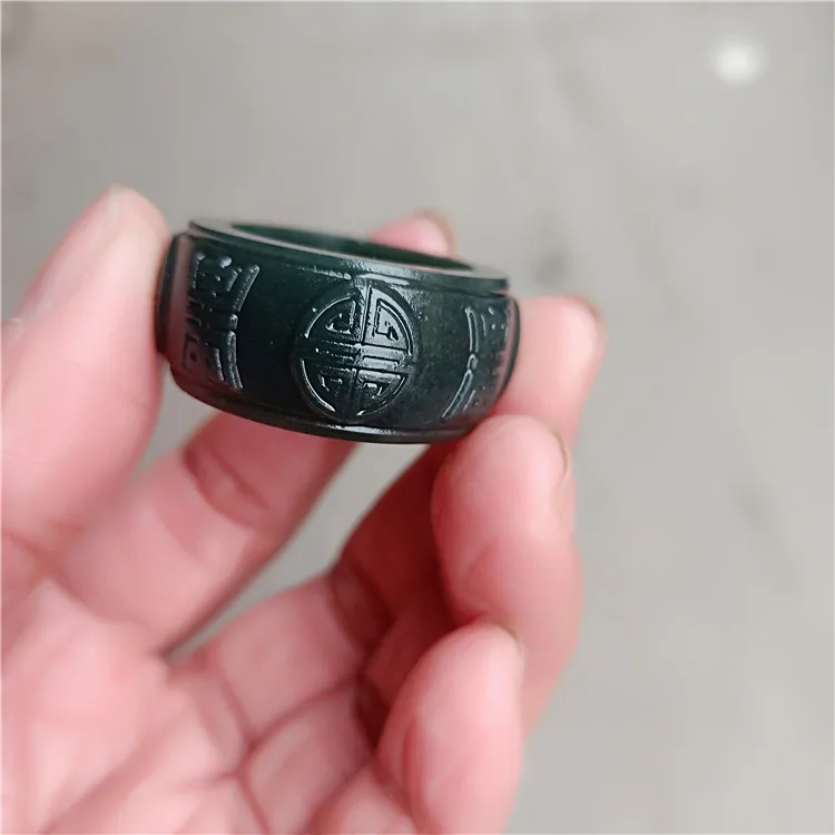 100% real jade natural handmade hetiangreen jade ring male and female jade ring jade gift rings brand men
