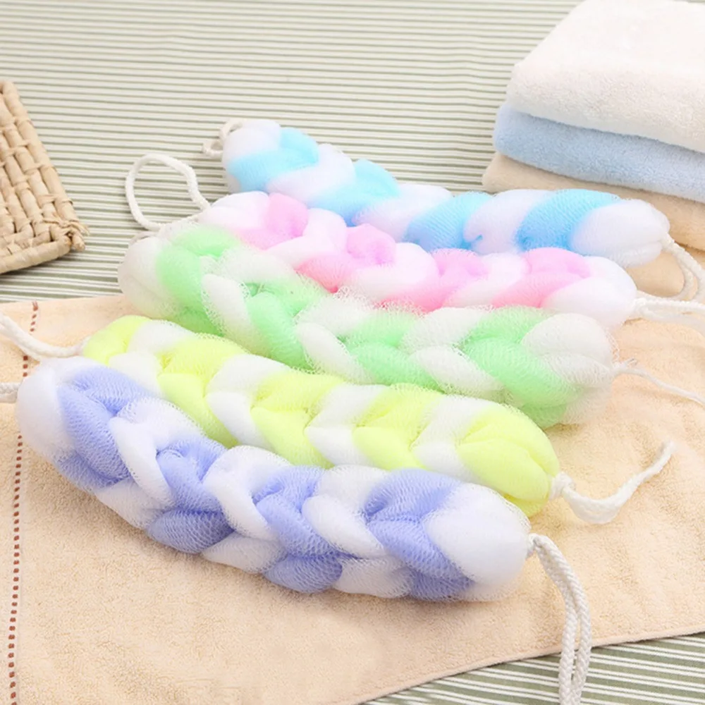 Soft Back Strap Bath Scrubber Rich bubbles Body Brush Shower Bars Mesh Puff Exfoliating Massage Bath Ball Flower