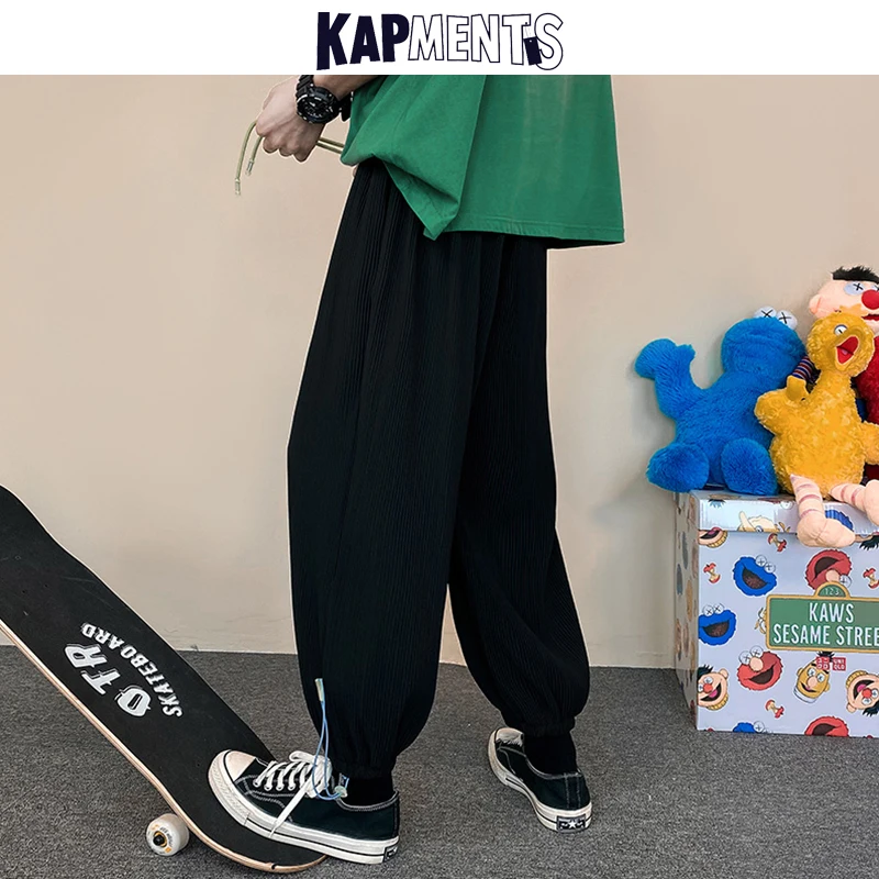 

KAPMENTS Men Solid Wide Leg Harajuku Vintage Sweatpants 2023 Mens Baggy Japanese Streetwear Causal Joggers Man Kpop Cotton Pants