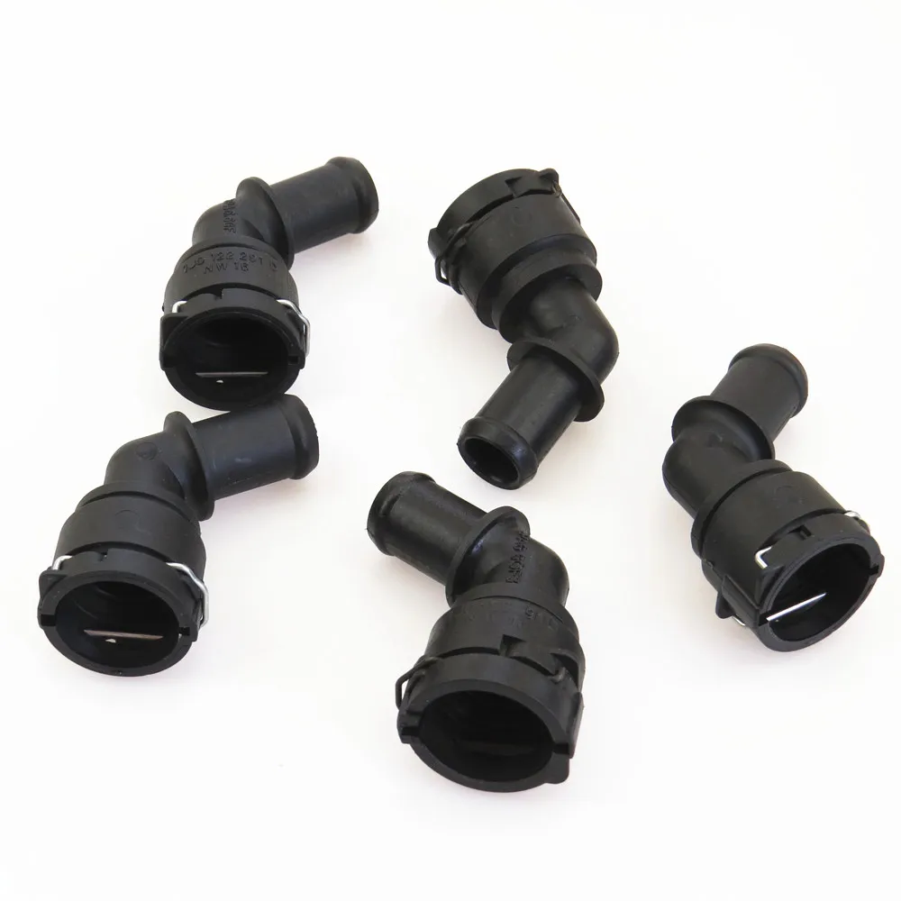 FHAWKEYEQ 5Pcs Cooling Coolant Hose Connector VW Phaeton Beetle Passat Jetta Golf Bora For TT Seat Toledo 1J0 122 291 1J0122291D