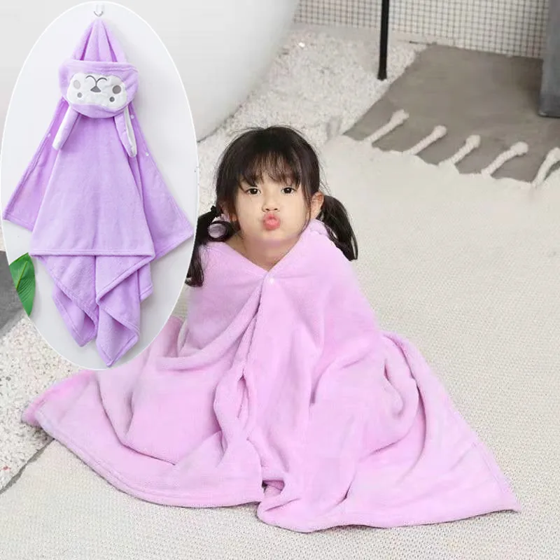 Baby Bath Towel Children's Cloak With Hood Bathing Bathrobe Cartoon Style Beach Towel Strong Absorbent Quick-drying Homewear