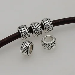 20pcs/lot Classic Wave Pattern Big Hole Loose Beads 7.5mm Handmade Decoration Braided Beards/Wig Spacer Beads DIY Jewelry Making