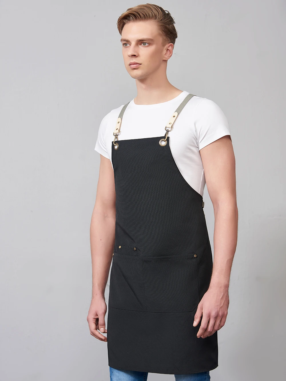 Unisex Fashion Chef Cook Kitchen Apron Coffee Shop Hairdresser Sleeveless Work Uniform Bib Work Clothing Antifouling Aprons