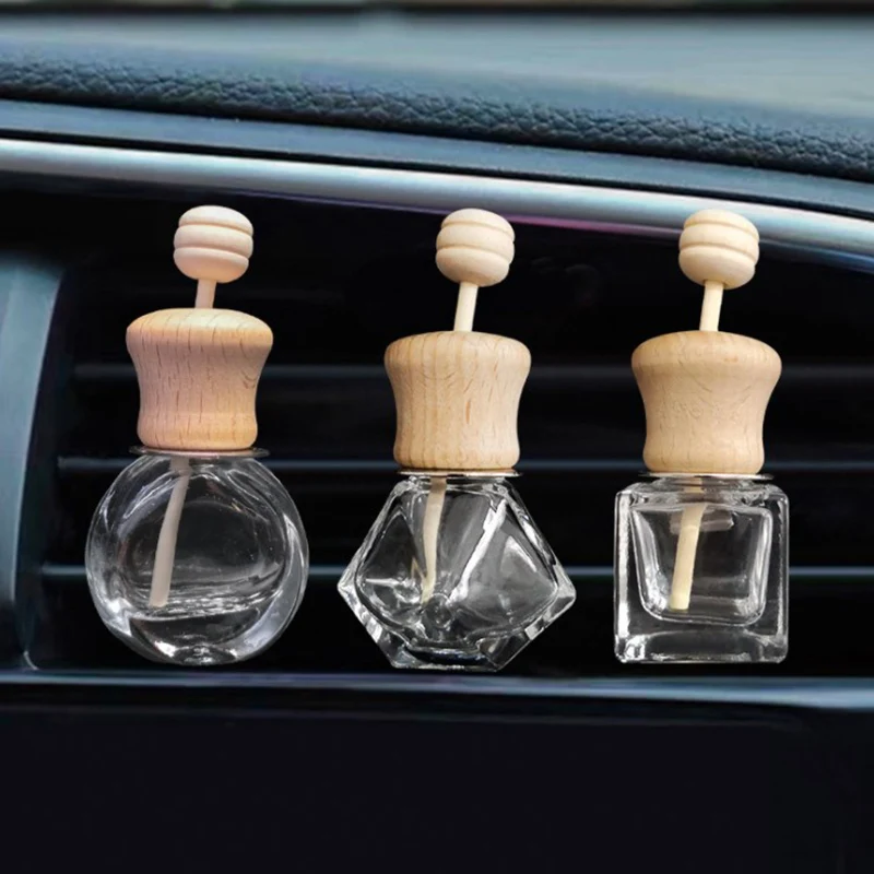 

1pc Air Freshener Car Perfume Clip Fragrance Empty Glass Bottle For Essential