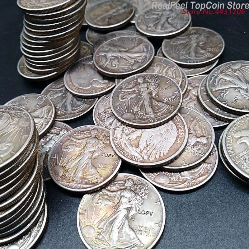 63pcs USA Coins Replica Full Set Walking Liberty Half Dollar Coins 1916-1947 Collection Coins