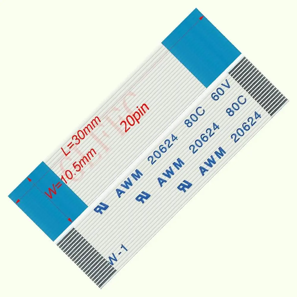 17p 18p 20p 21p 22p 24p 26p 28p 29p 0.5pitch 30mm~2000mm A-type Flexible Flat Cable FFC awm 20624 ROHS for TTL LCD DVD Computer