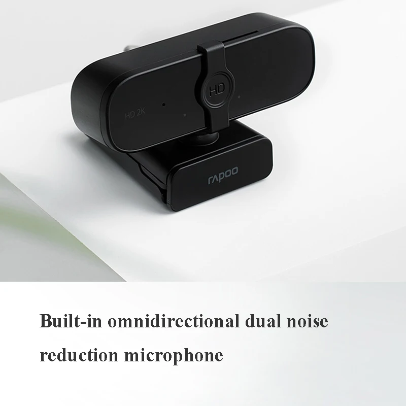 Original Rapoo C280เว็บแคม2K HD USB2.0พร้อมไมโครโฟนหมุนได้กล้องถ่ายทอดสดวิดีโอจัดการประชุมด้วยฝาครอบ