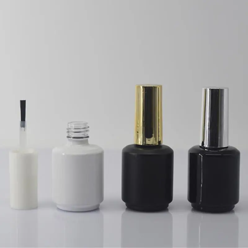 Bouteille de vernis à ongles noir vide de 8ml + petite brosse, récipient d'huile pour ongles en verre, 100 pièces