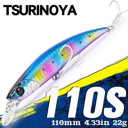 TSURINOYA INTRUDER 110S Sinking Minnow Fishing Lure 110mm 22g DW77 Jerkbait Wobbler Large Trout Pike Seabass Saltwater Hard Bait