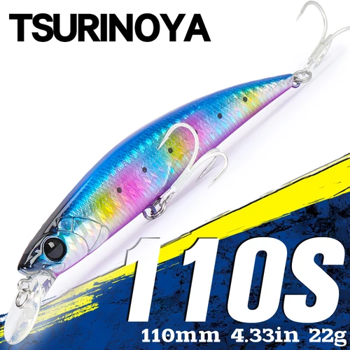 TSURINOYA INTRUDER 110S señuelo de pesca de pececillo que se hunde 110mm 22g DW77 Jerkbait Wobbler trucha grande Lucio lubina cebo duro de agua salada
