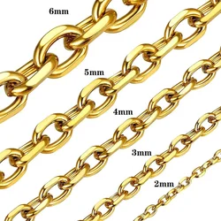 Stainless Steel O Chain For Men Women Rolo Necklace for Pendant Gold/Silver/Black Color Cable Link Gift 2mm 3mm 4mm 5mm 6mm Wide