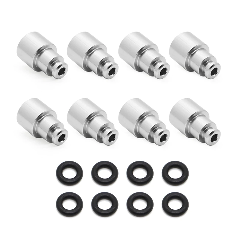 8Pcs Aluminum Alloy Fuel Injector Adapters Sealing Extenders Spacers for LS3 delphi 4.8 5.3 6.0 injector into a LS1 LS2