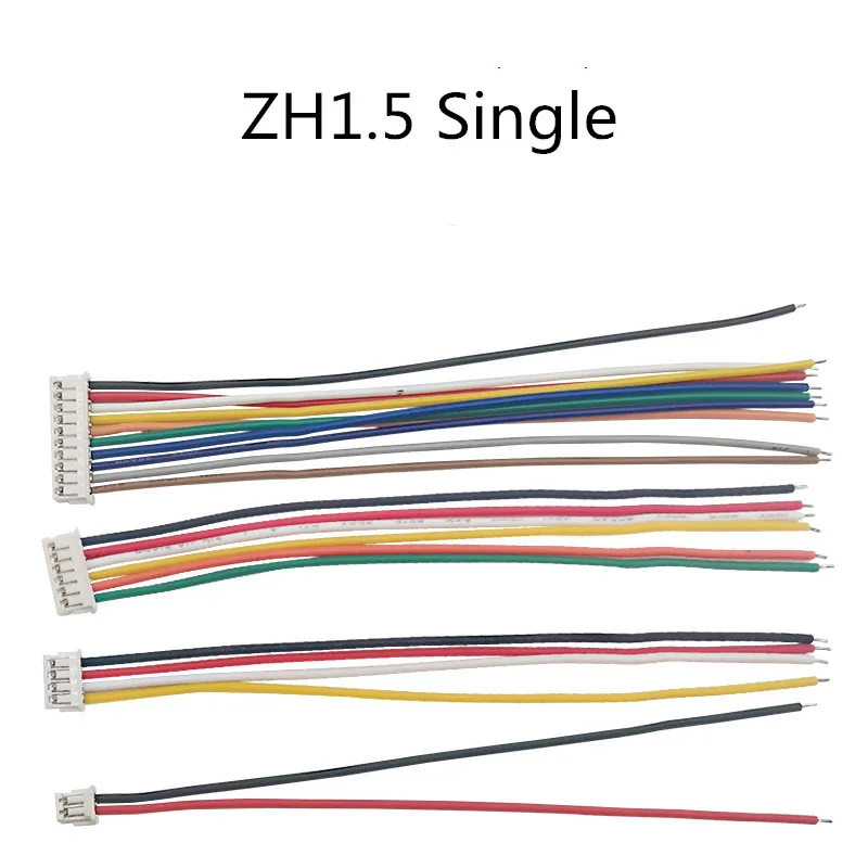 5Pcs ZH 1.5mm 2/3/4/5/6/7/8/9/10 Pin JST Connector Single Plug With Wires Cables 10/15/20/30cm 28AWG