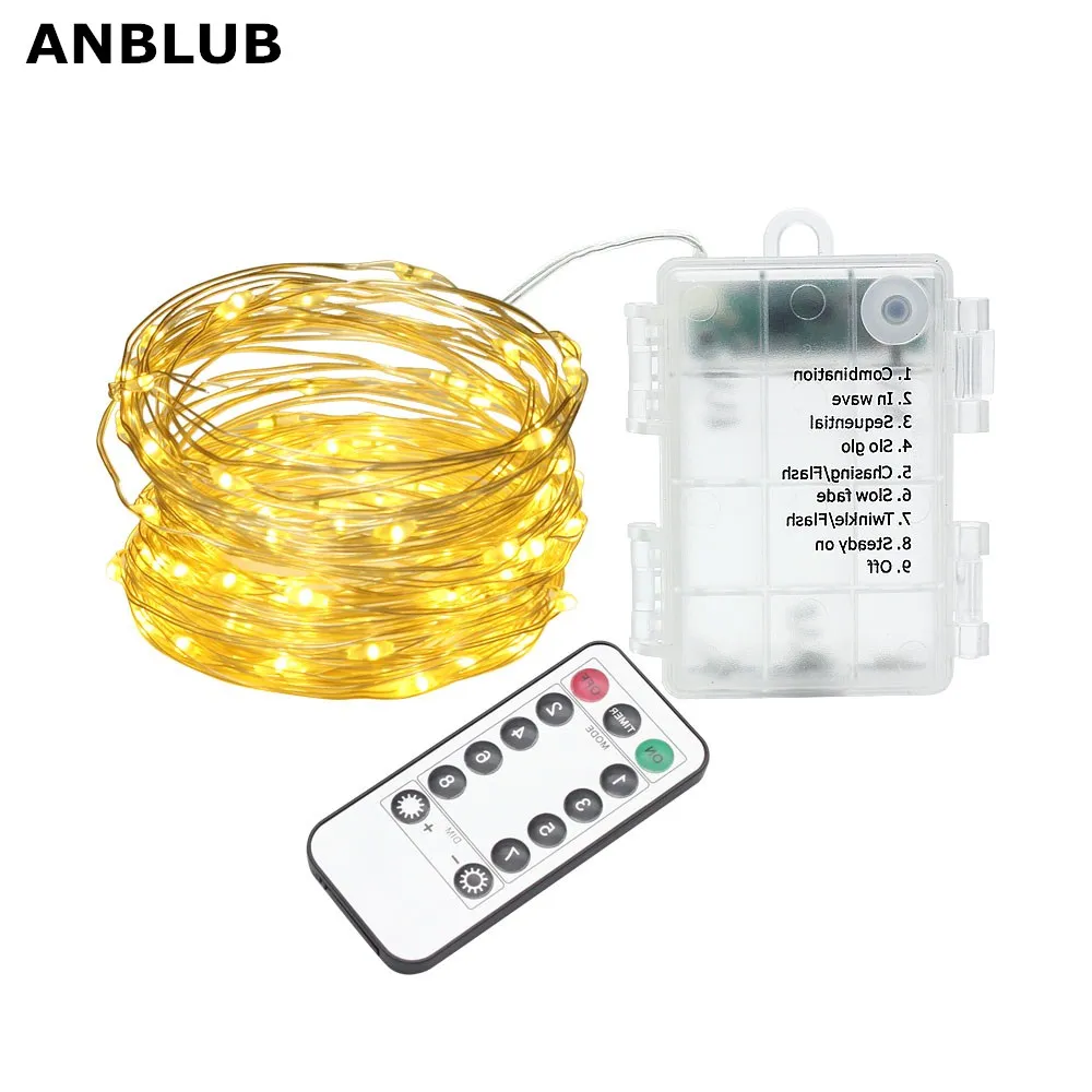 ANBLUB 5M 10M 20M LED peri çelenk pırıltı dize ışıkları su geçirmez 8 modları ile uzak yılbaşı yeni yıl açık dekorasyon