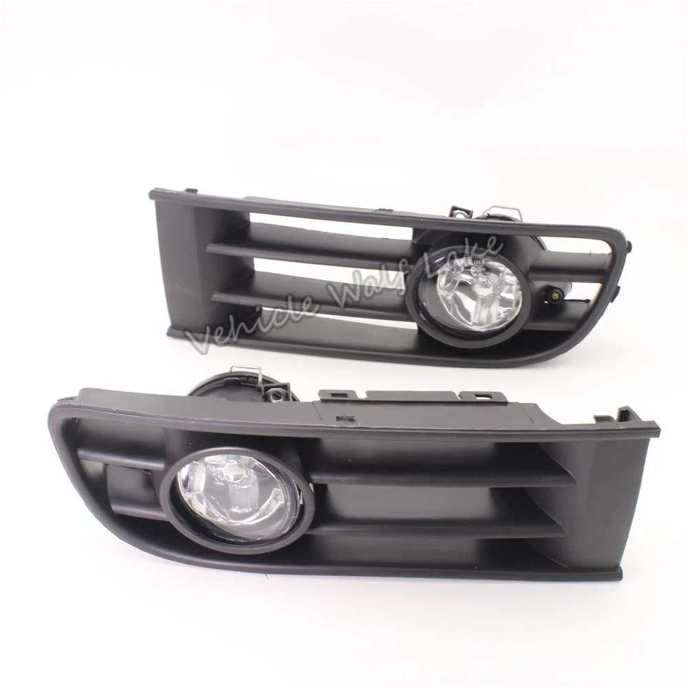 Font Halogen Fog Light Lamp + Grille Cover For VW Polo 9N 3 5 Door Hatchback 2001 2002 2003 2004 2005 Car-styling