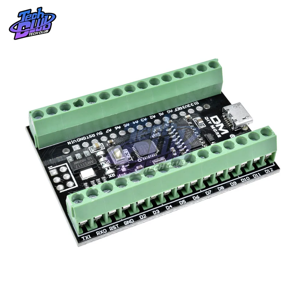 

ATMEGA328P CH340 Nano V3.0 3.0 Terminal Shield Adapter Expansion Board Microcontroller 2 in 1 Micro USB Module For Arduino