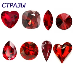 Red Color Best Quality Nail Parts Fancy Rhinestone Mix Shapes Sizes Crystal Glass Nail Art Stones Shiny Nail Decorations