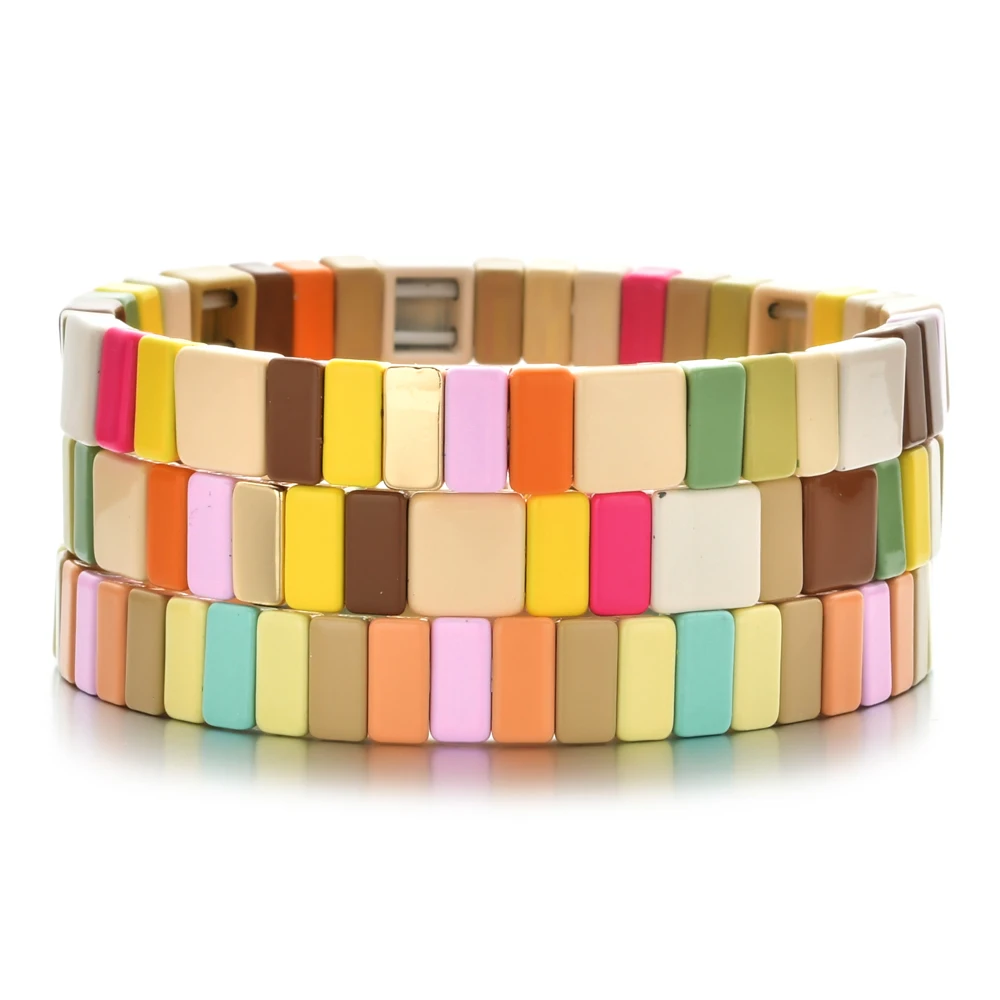 2026 Friends Bracelets Enamel Tile Bracelet Women Armband Bangles Pulseras Mujer Jewelry Boho Summer Friendship Gift