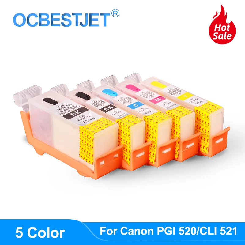 PGI-520 CLI-521 Refillable Ink Cartridge canon PIXMA IP3600 IP4600 IP4700 MX860 MX870 MP540 MP550 MP560 MP620 MP630 MP640