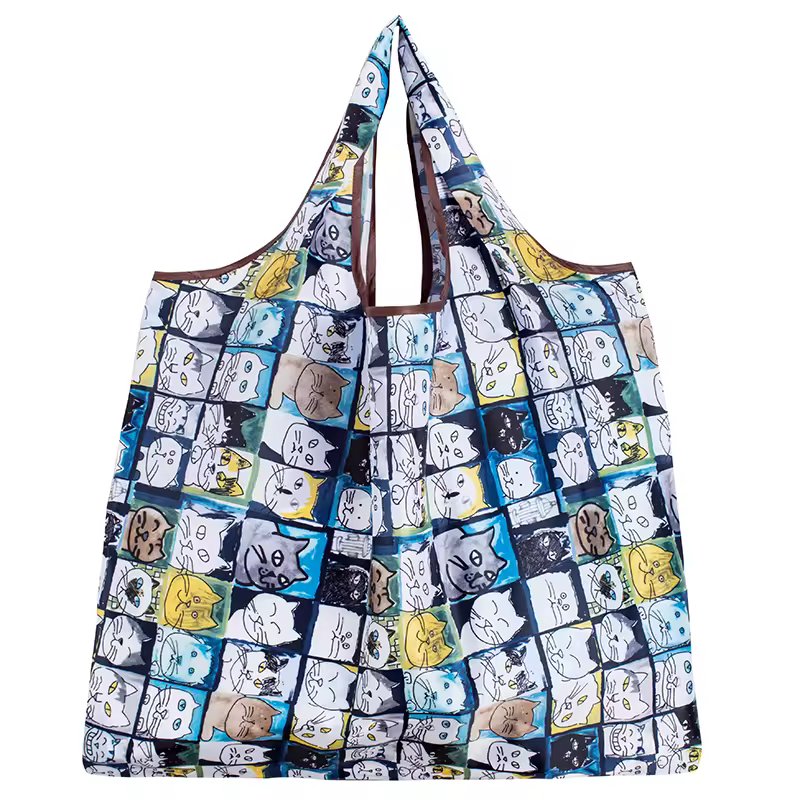 BIG Eco-Friendly Folding Shopping Bag Reusable Portable Shoulder Handbag for Travel Grocery Fashion Pocket Tote - Image 17