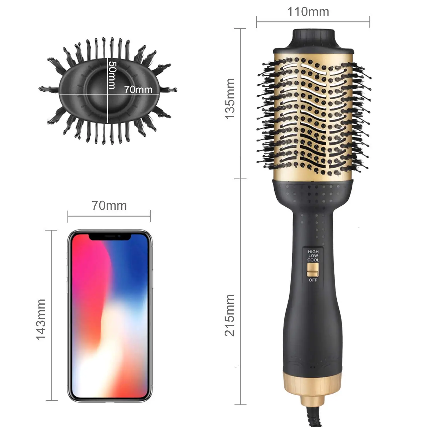 One Step เครื่องเป่าผม & Volumizer Hot Air Brush Blower Salon Hot Air Paddle แปรงจัดแต่งทรงผมสําหรับแห้ง & Straightening & Curling