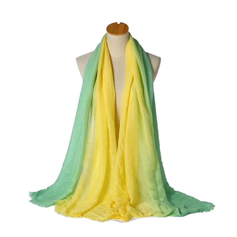 

NEW cotton two-tone color plain solid viscose shawls headband beach hijab summer muslim wraps scarf 10pcs