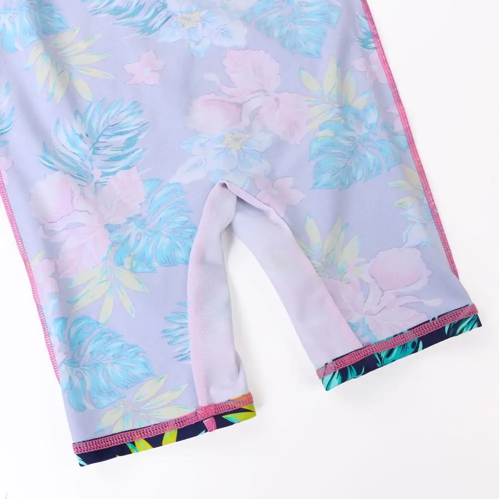 BAOHULU bañador Floral azul marino para niños, traje de baño UV UPF50 + de manga corta para niñas pequeñas, ropa de playa para niños de 2 a 11 años