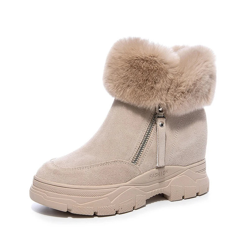 Stivali da neve da donna scarpe invernali stivaletti con tacco nascosto in peluche caldi per donna scarpe con Zip stivali invernali da donna in vera