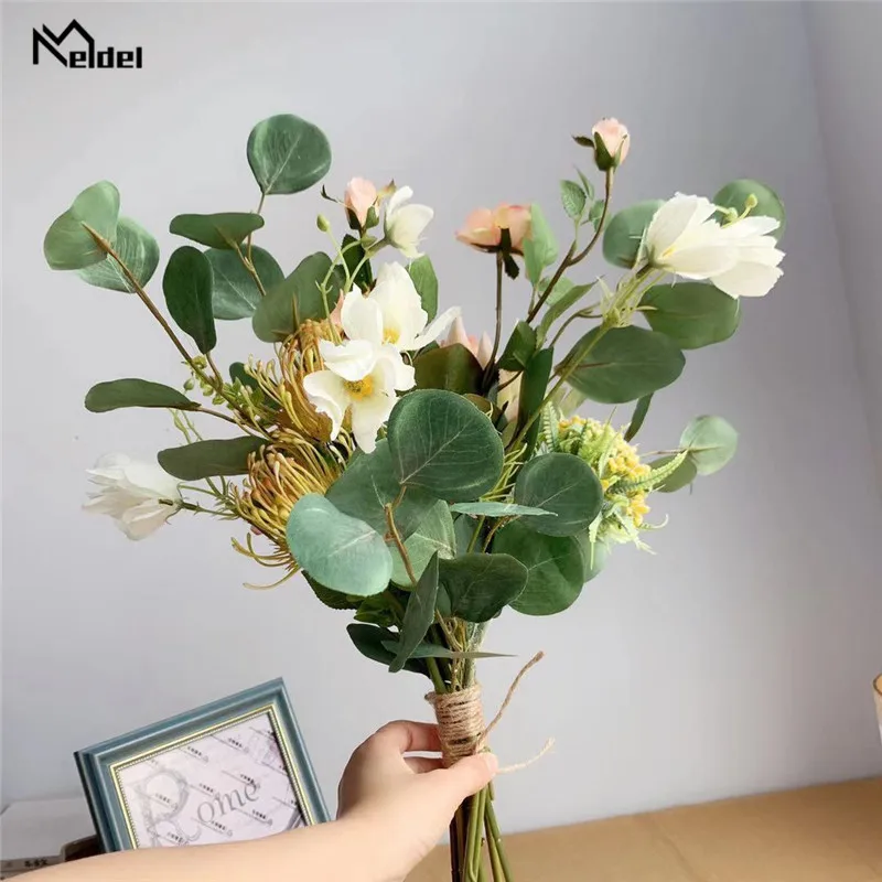 Meldel Silk Protea Cynaroides Galsang Flower Bouquet Christmas Home Wedding New Year Decoration Fake Plants Artificial Flowers