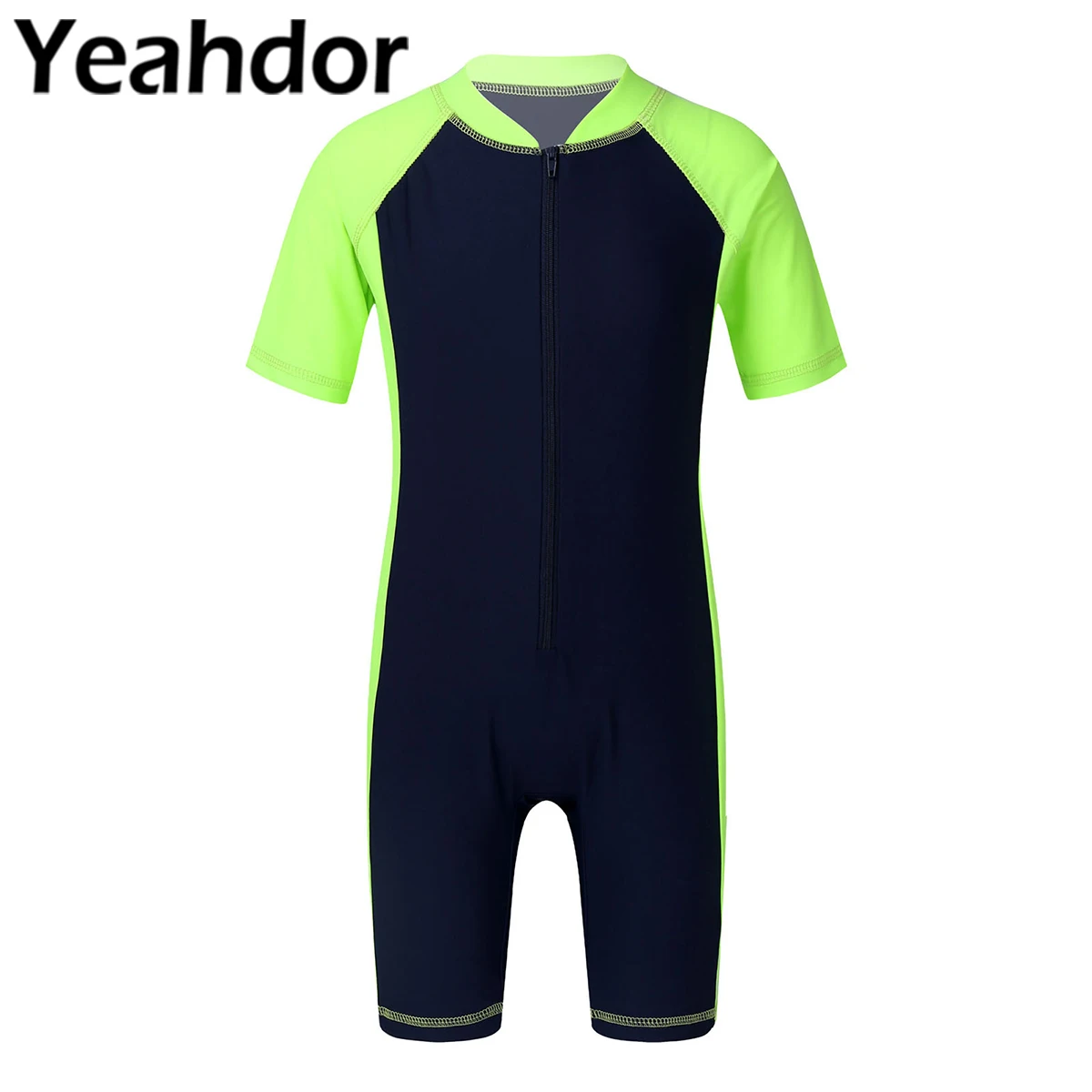 

Kids Boys Girls One Piece Quick Dry Swimwear Jumpsuit Short Sleeves Zippered Shorty Wetsuit Swimsuit Bathing Suit Surf Rashguard