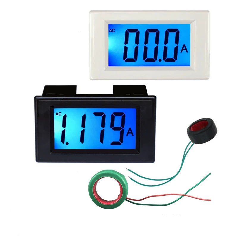 1pcs black and white D85-240T AC 50A LCD digital display ammeter high precision blue bottom current strap transformer