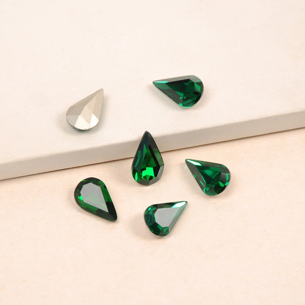 Emerald DIY Rhinestiones K9 Glass Crystal Tear Drop Fancy Stones Jewelry rhinestone Garment Strass Decoration