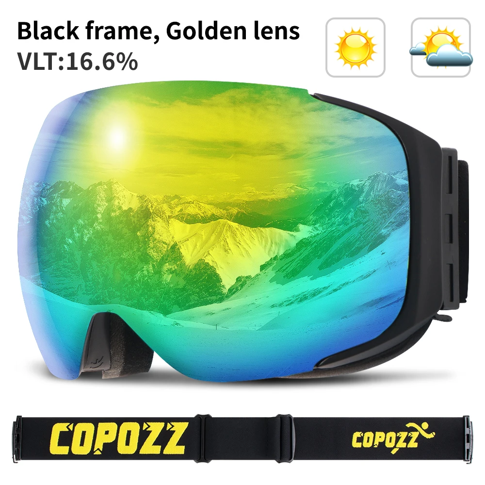 COPOZZ-Gafas de esquí magnéticas para hombre y mujer, lentes de cambio rápido y estuche, protección 100% UV400, gafas de Snowboard antivaho