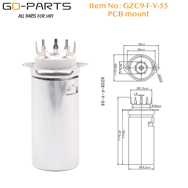 Full Aluminum Vacuum Tube Shield With 9pin Ceramic Tube Sockets for 12AX7 12AT7 12AU7 ECC83 ECC82 Guitar AMP PCB Chassis Mount - Image 5