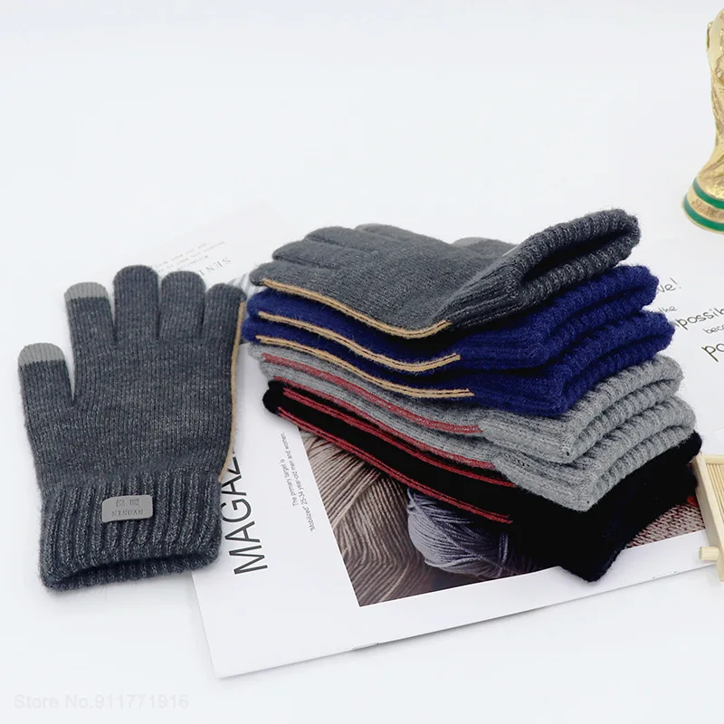 Youpin جديد الشتاء الرجال قفازات محبوكة شاشة تعمل باللمس عالية الجودة الذكور القفاز رشاقته الدافئة الصوف الكشمير الصلبة رجال الأعمال قفازات