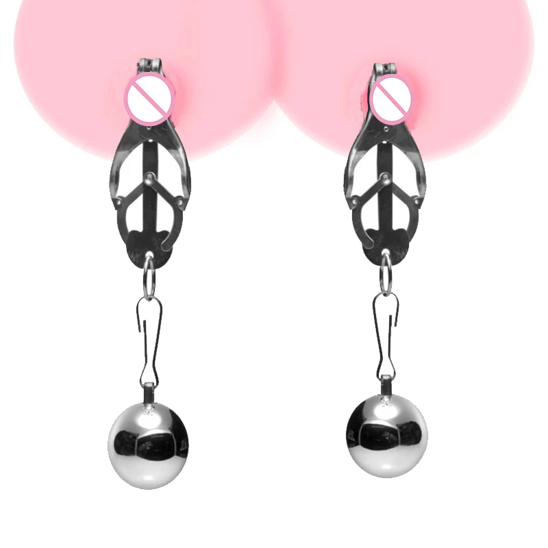 BDSM Weighted Ringed Clover-style Nipple Clamps,SM Bondage,Sex Toys For Couples,Stainless Steel Clit Clitoris Pincher