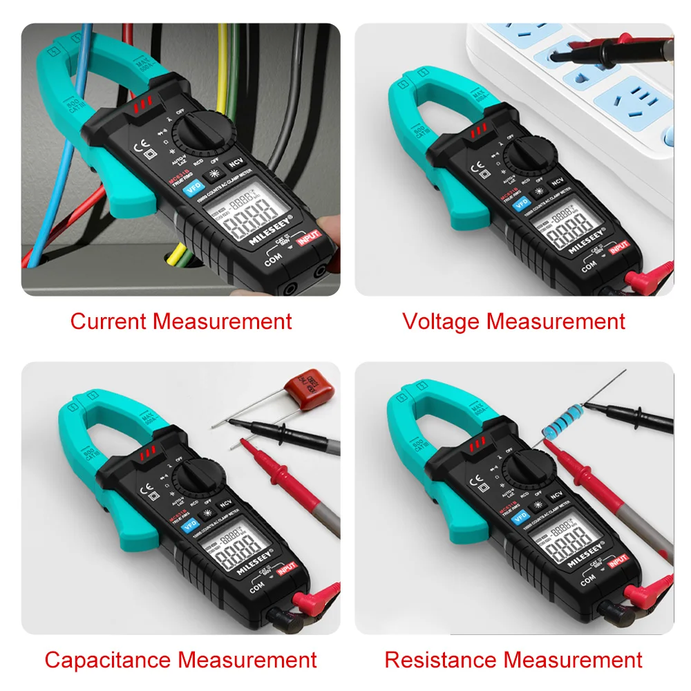 Mileseey Digital Clamp Meter 6000 counts Frequency Duty Cycle Resistance Measure Non Contact Voltage Tester ACV/DCV AC Ammeter