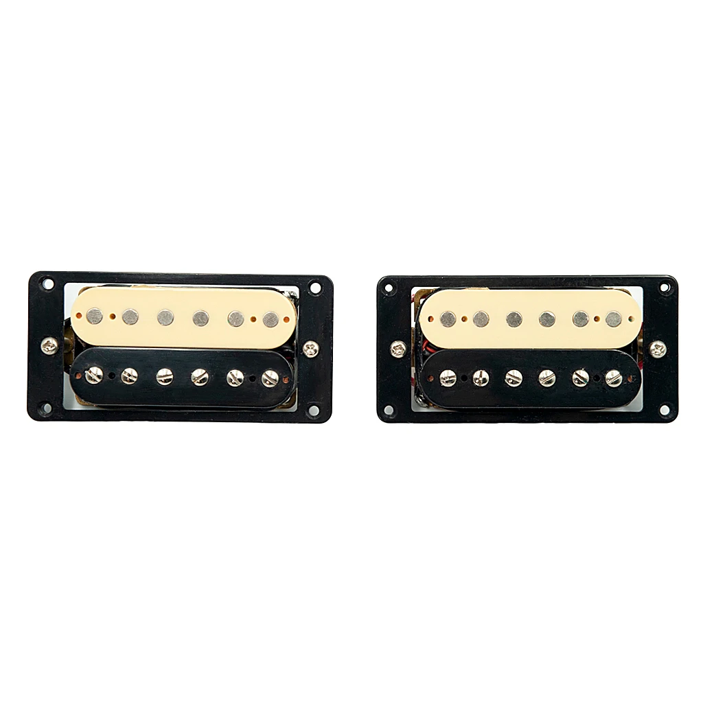 2 Pcs Guitar Pickups Double Coil  Humbucker For Electric  Pickup Neck Bridge Set W/ Black Frame  Cream Color