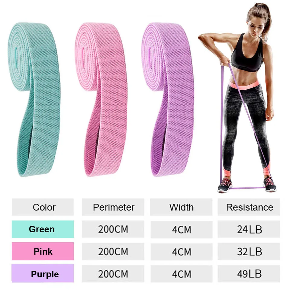 CoolFit Fitness Resistance Bands Workout Hip Loop Elastic Exercise Band Gum Sport Yoga Strength Non-Slip For Leg Home Equipment