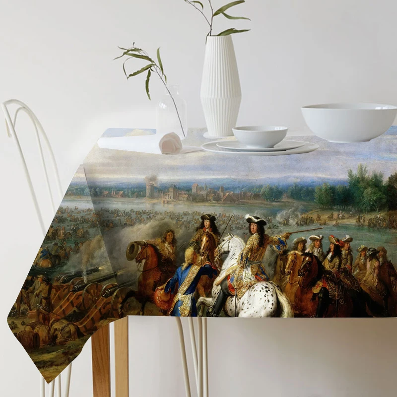Мягкая Вельветовая скатерть Adam Frans van der Meulen, картина маслом, принт в виде военной сцены, Декоративная скатерть, чехол для обеденного стола